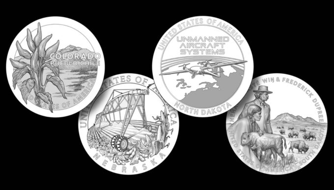 Example Candidate Designs for 2028 American Innovation Dollars | CoinNews Example candidate designs for 2028 American Innovation dollars